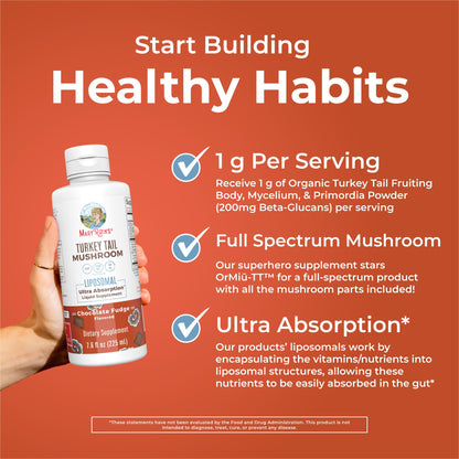 MaryRuth Organics Turkey Tail Liposomal Mushroom Supplement – 200mg Beta-Glucans | Vegan | 7.6 oz