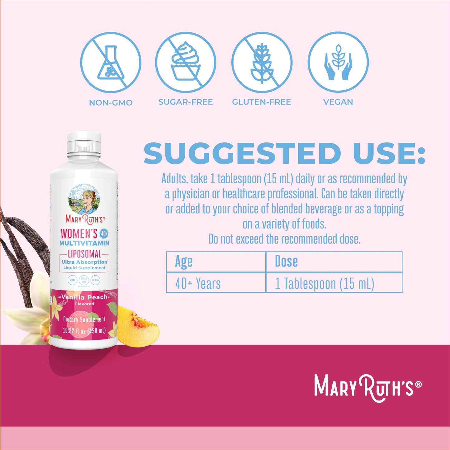 MaryRuth Organics Multivitamin for Women 40+ | Liposomal Immune Support, Energy & Sleep | Vegan & Non-GMO