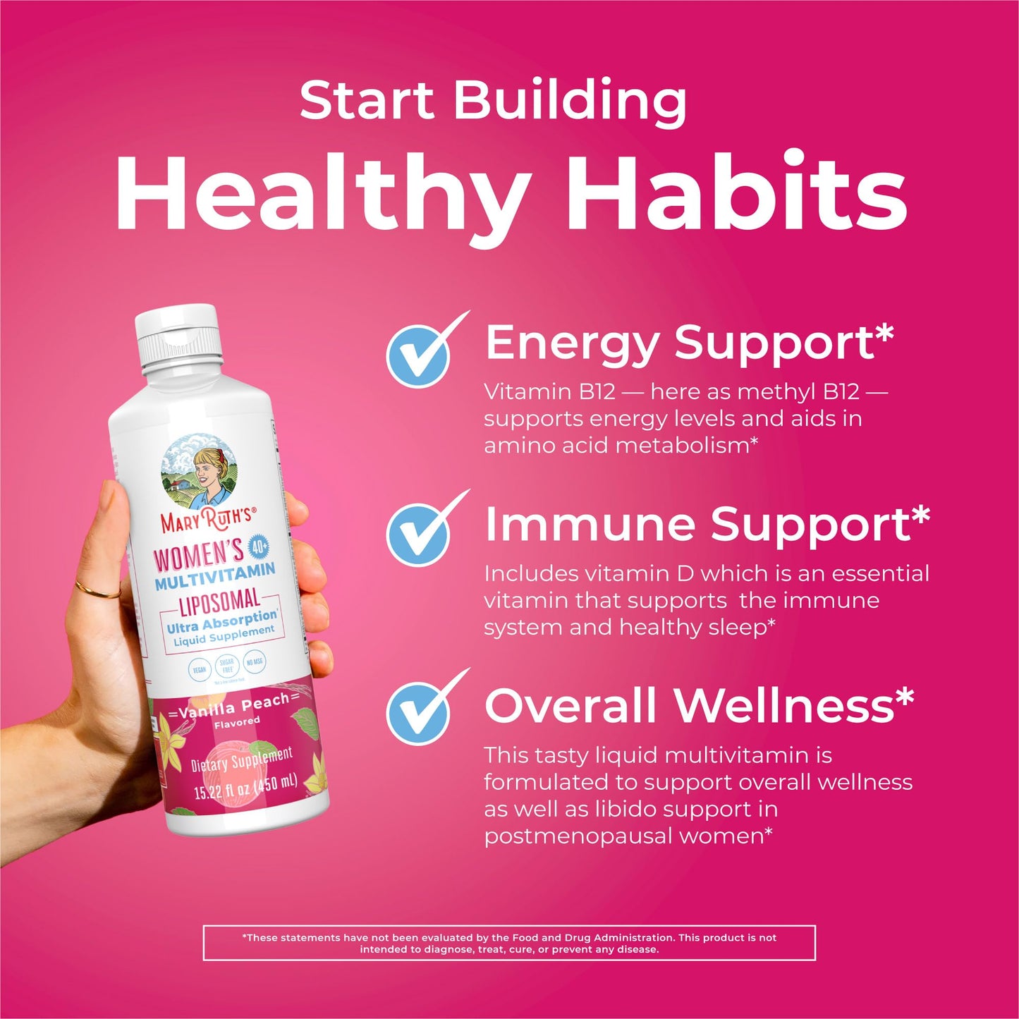 MaryRuth Organics Multivitamin for Women 40+ | Liposomal Immune Support, Energy & Sleep | Vegan & Non-GMO
