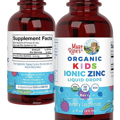 MaryRuth Zinc Liquid for Kids – Immune Support, Vegan, Organic (2 oz)