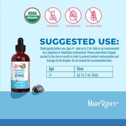 MaryRuth Zinc Liquid for Kids – Immune Support, Vegan, Organic (2 oz)