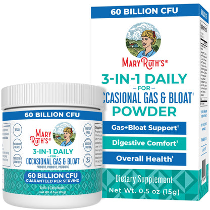 MaryRuth’s 3-in-1 Gas & Bloat Probiotic Powder | 60B CFU, 23 Strains