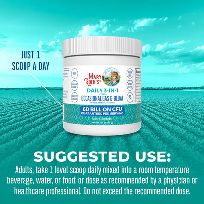 MaryRuth’s 3-in-1 Gas & Bloat Probiotic Powder | 60B CFU, 23 Strains