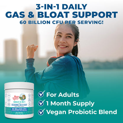 MaryRuth’s 3-in-1 Gas & Bloat Probiotic Powder | 60B CFU, 23 Strains