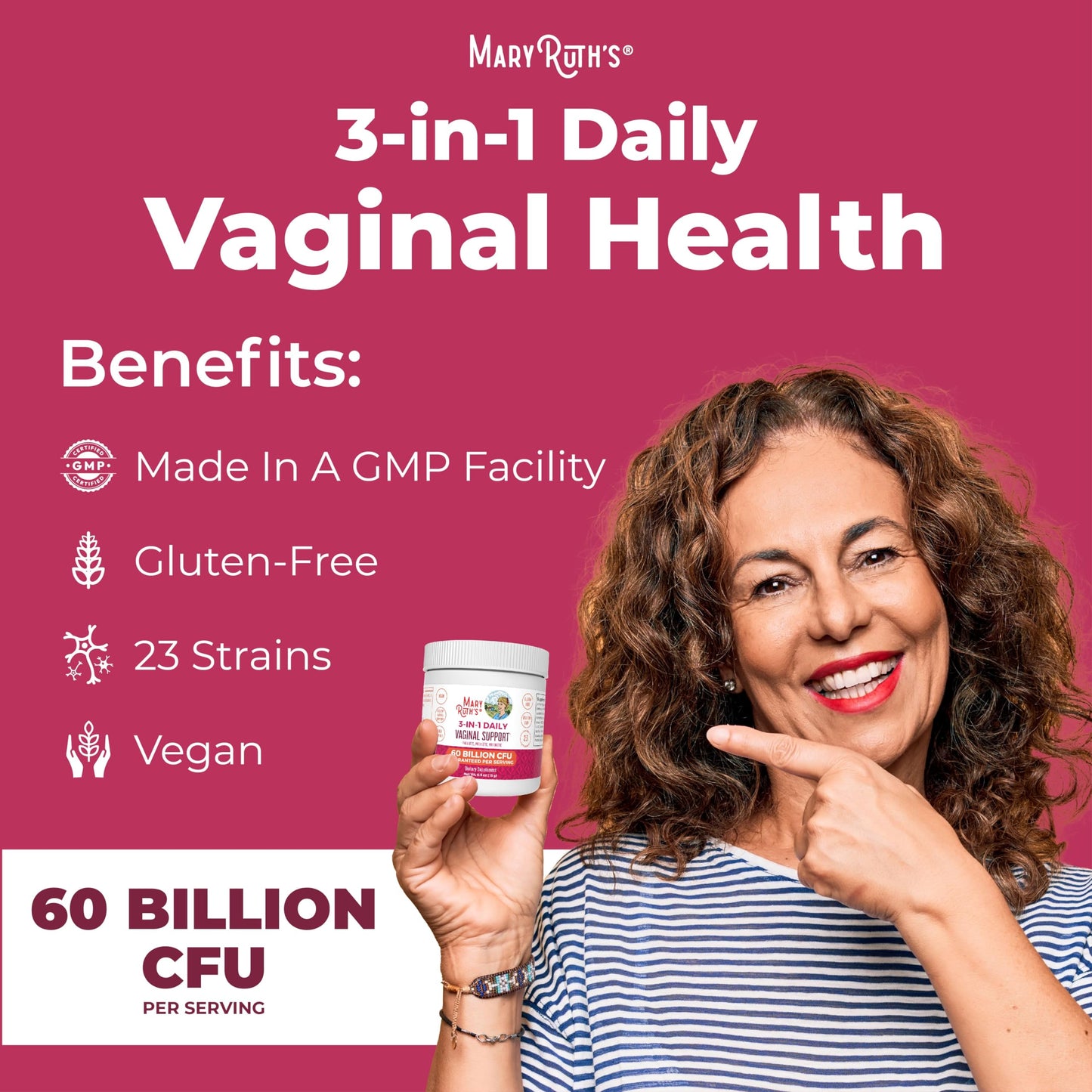 MaryRuth's 3-in-1 Probiotics for Women | Vaginal Health & Gut Microbiome | Vegan