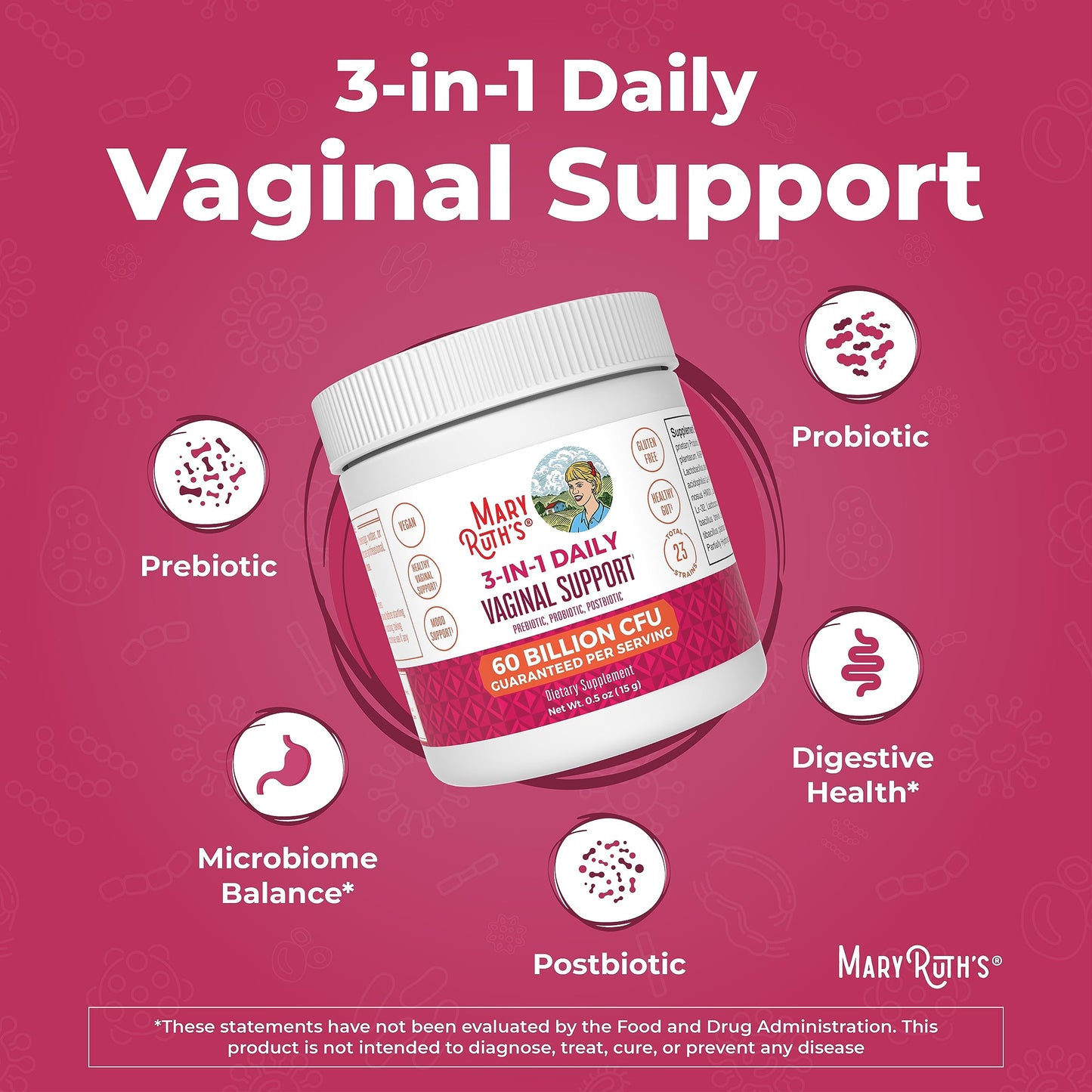 MaryRuth's 3-in-1 Probiotics for Women | Vaginal Health & Gut Microbiome | Vegan