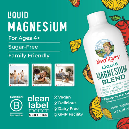 MaryRuth's Liquid Magnesium 30 oz | Ages 4+ | Cognitive & Bone Health | Vegan