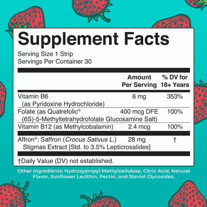 Mood & Cognition Dissolving Strips by MaryRuth's – B Vitamins, Saffron, Strawberry