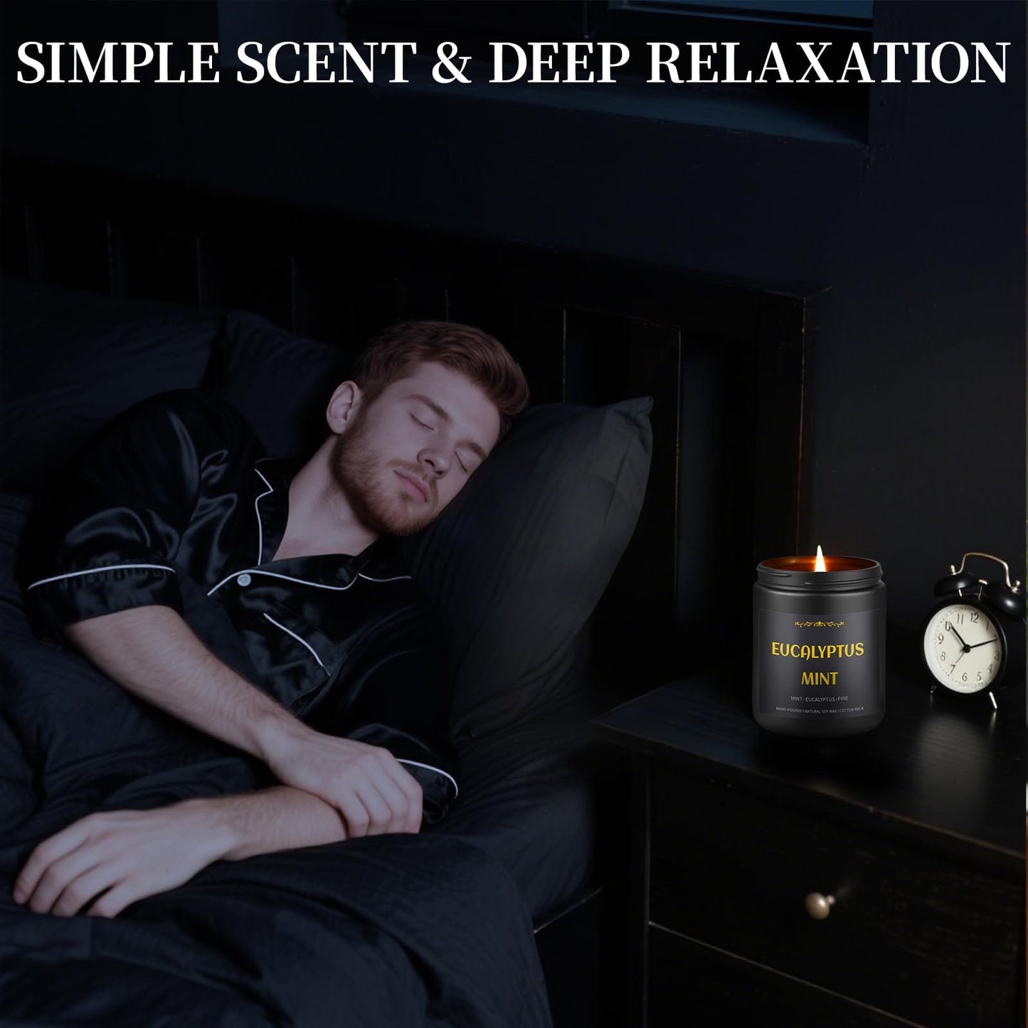 Men's Scented Candles - 4 Pack Soy Candles (28oz, 200h) Leather, Oak, Lavender & Eucalyptus