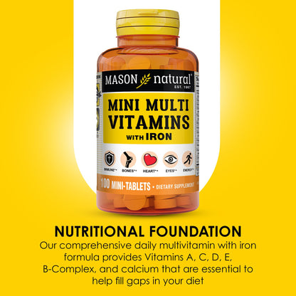 Mason Natural Daily Mini Multi Vitamins with Iron – 100 Day Supply (1 Pack)