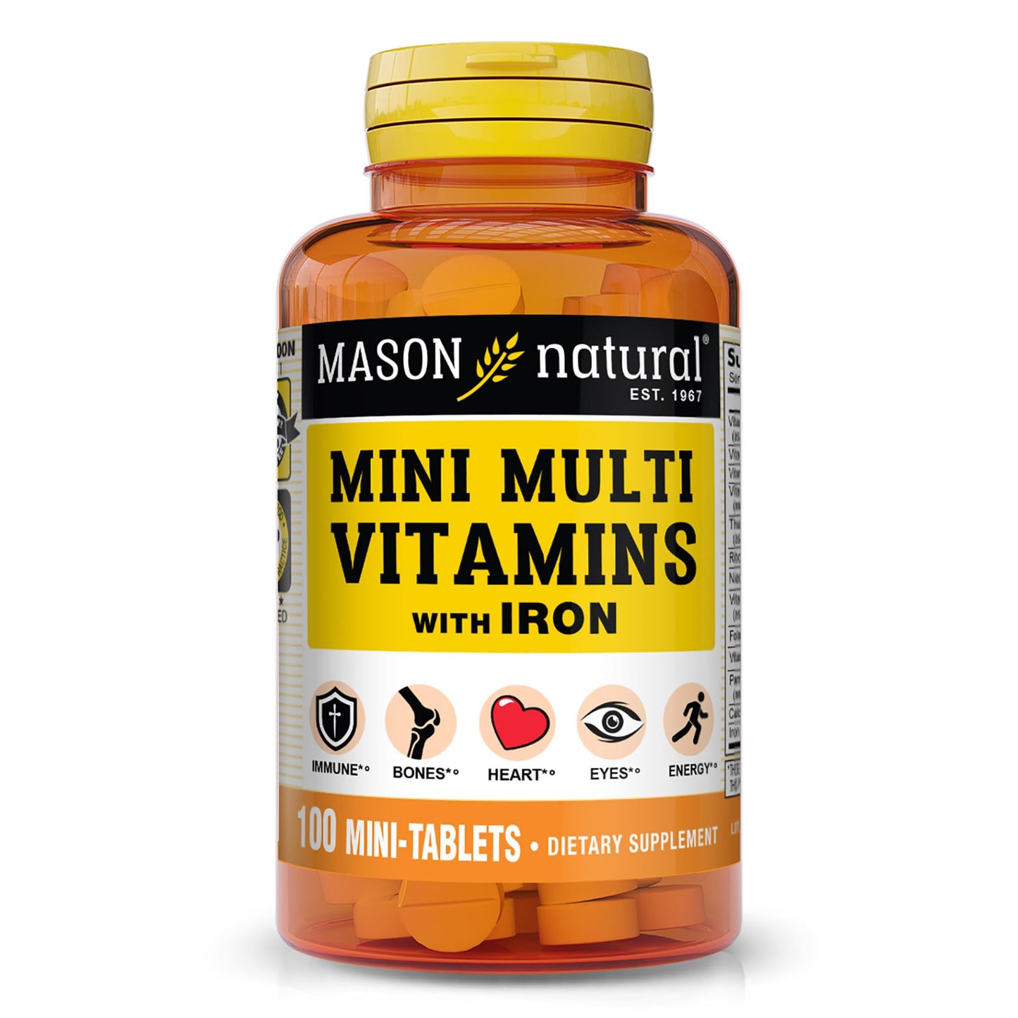Mason Natural Daily Mini Multi Vitamins with Iron – 100 Day Supply (1 Pack)