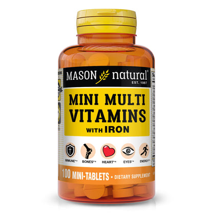 Mason Natural Daily Mini Multi Vitamins with Iron – 100 Day Supply (1 Pack)