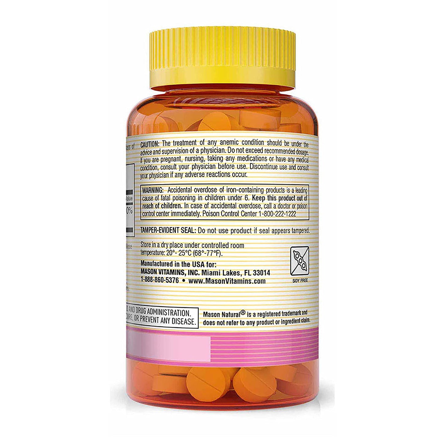 Mason Natural Ferrous Gluconate - Gentle Iron Supplement for Red Blood Cell Support, 100 Tablets