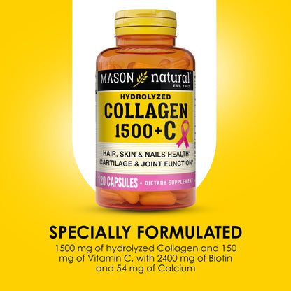 Mason Natural 1500mg Collagen with Vitamin C, Biotin & Calcium – 40 Day Supply (Pack of 2)