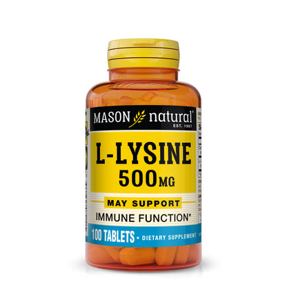 Mason Natural L-Lysine 500 mg with Calcium – Immune Support, 100 Tablets