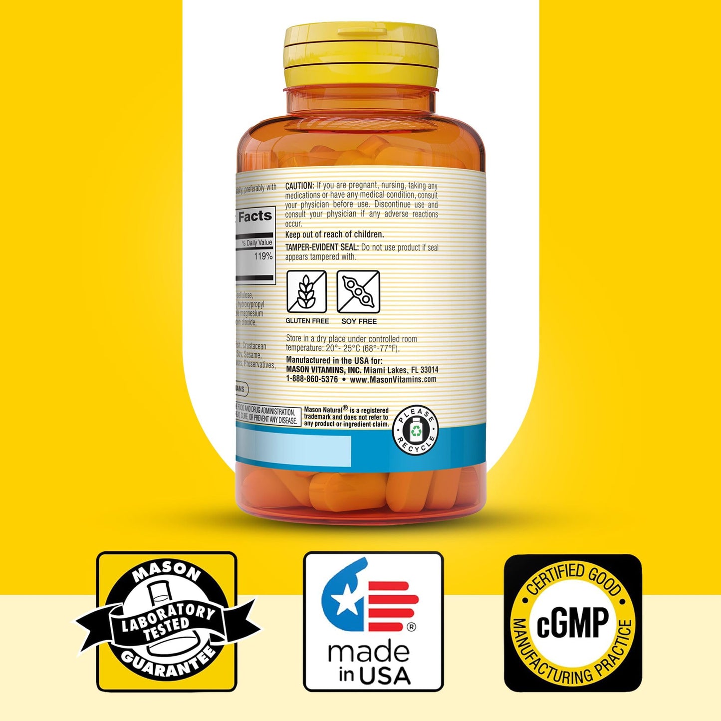 Mason Natural Magnesium 500 mg Extra Strength – 100-Day Supply, 1 Pack