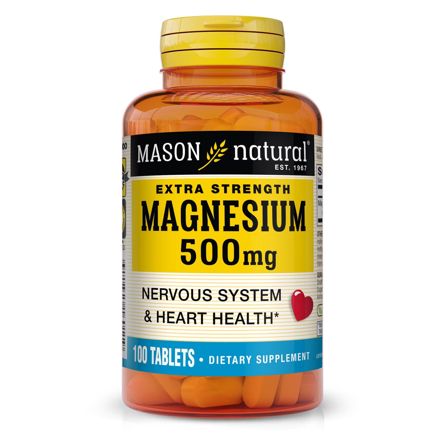 Mason Natural Magnesium 500 mg Extra Strength – 100-Day Supply, 1 Pack