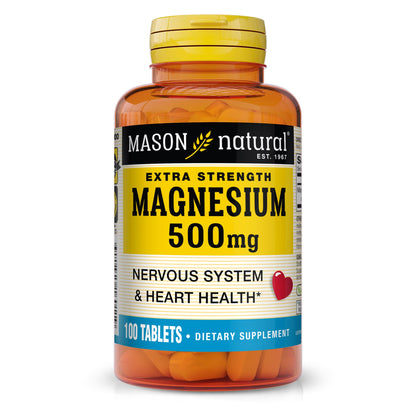 Mason Natural Magnesium 500 mg Extra Strength – 100-Day Supply, 1 Pack