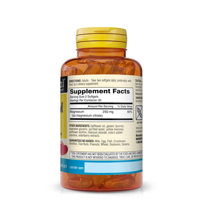 Mason Natural Magnesium Citrate 250 mg Softgels – 30 Day Supply (Pack of 2)