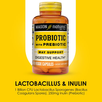 Mason Natural Probiotic with Prebiotic – 40 Day Supply | Gut Health & Digestion