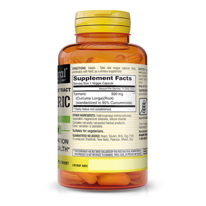 Mason Natural Turmeric 500 mg – 95% Curcuminoids, Joint Support, 60 Veggie Capsules (Pack of 2)