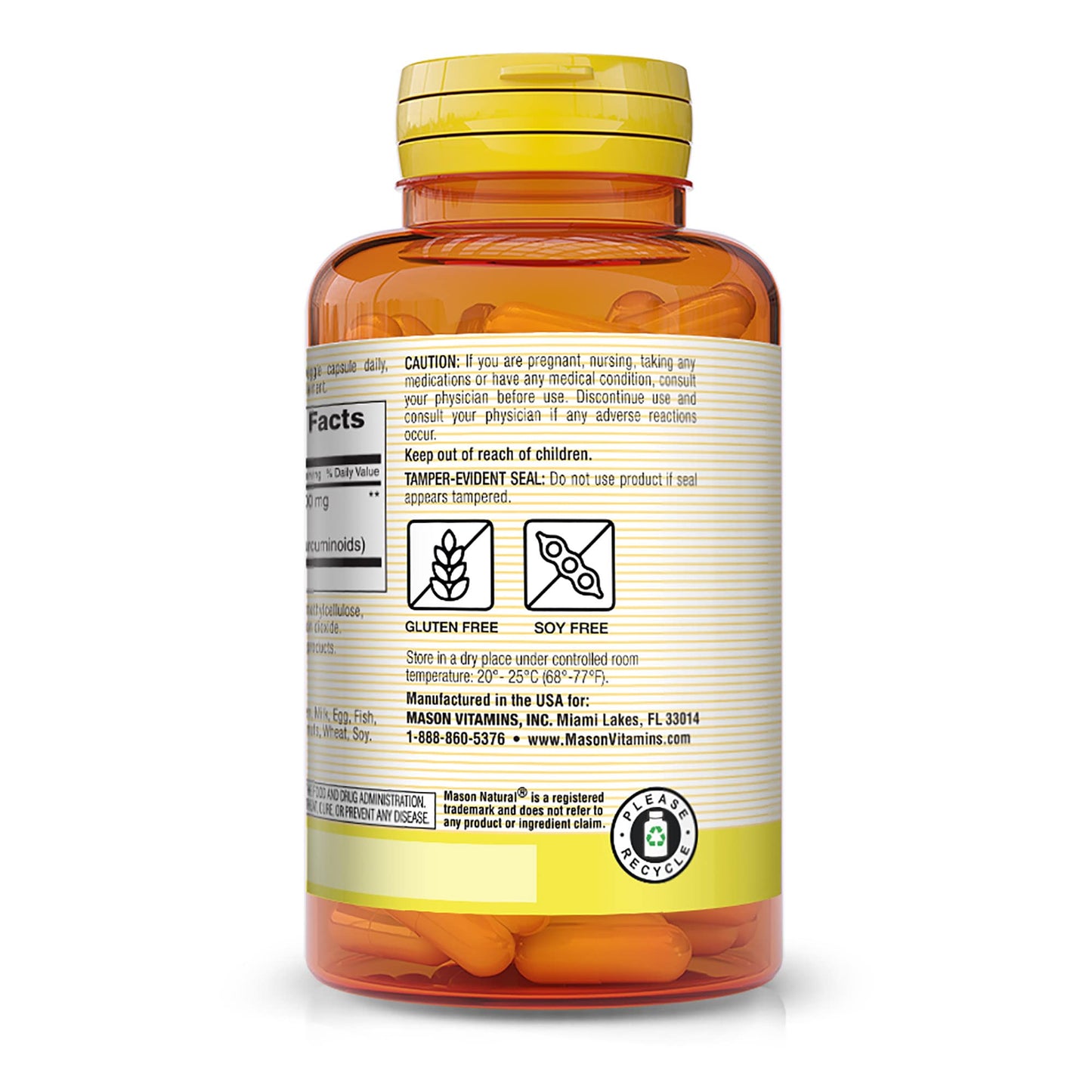 Mason Natural Turmeric 500 mg – 95% Curcuminoids, Joint Support, 60 Veggie Capsules (Pack of 2)