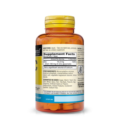 MASON NATURAL Zinc 100 mg – 100 Tabs | Immune Support