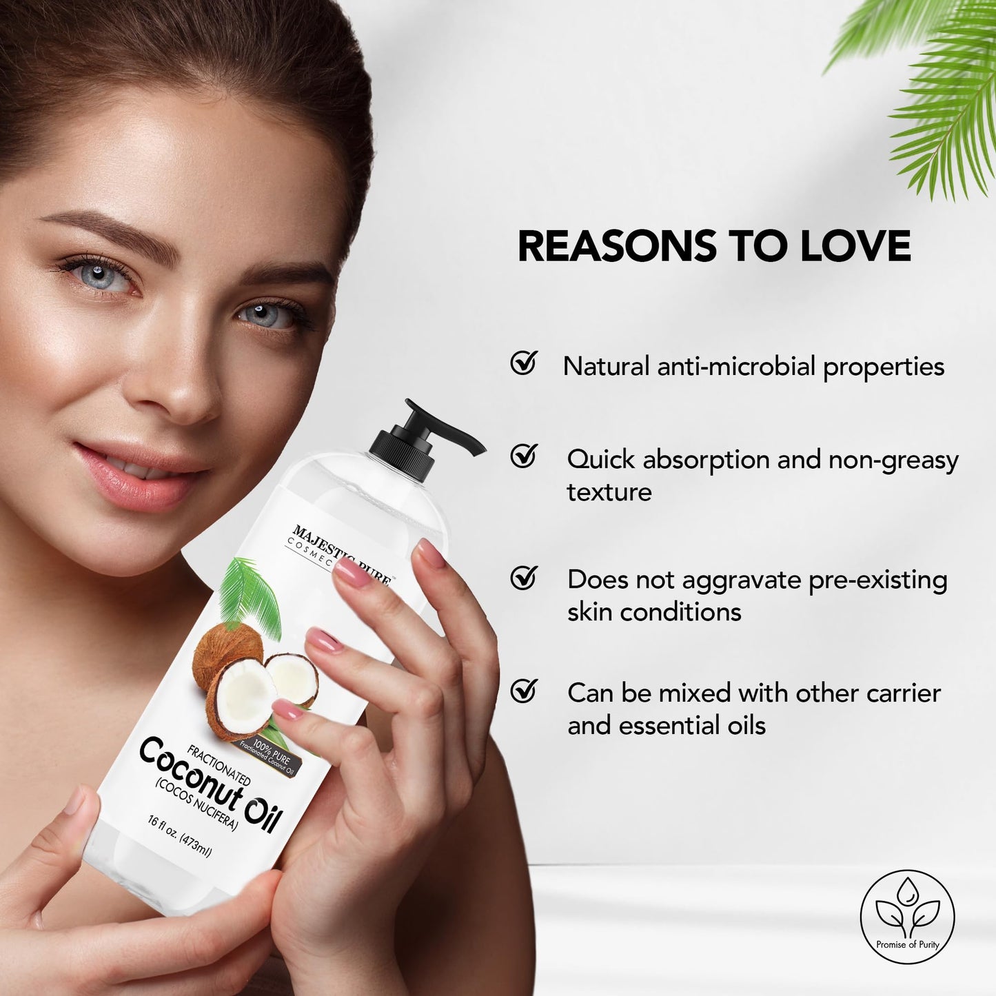 Majestic Pure Fractionated Coconut Oil – 16 oz Carrier Oil