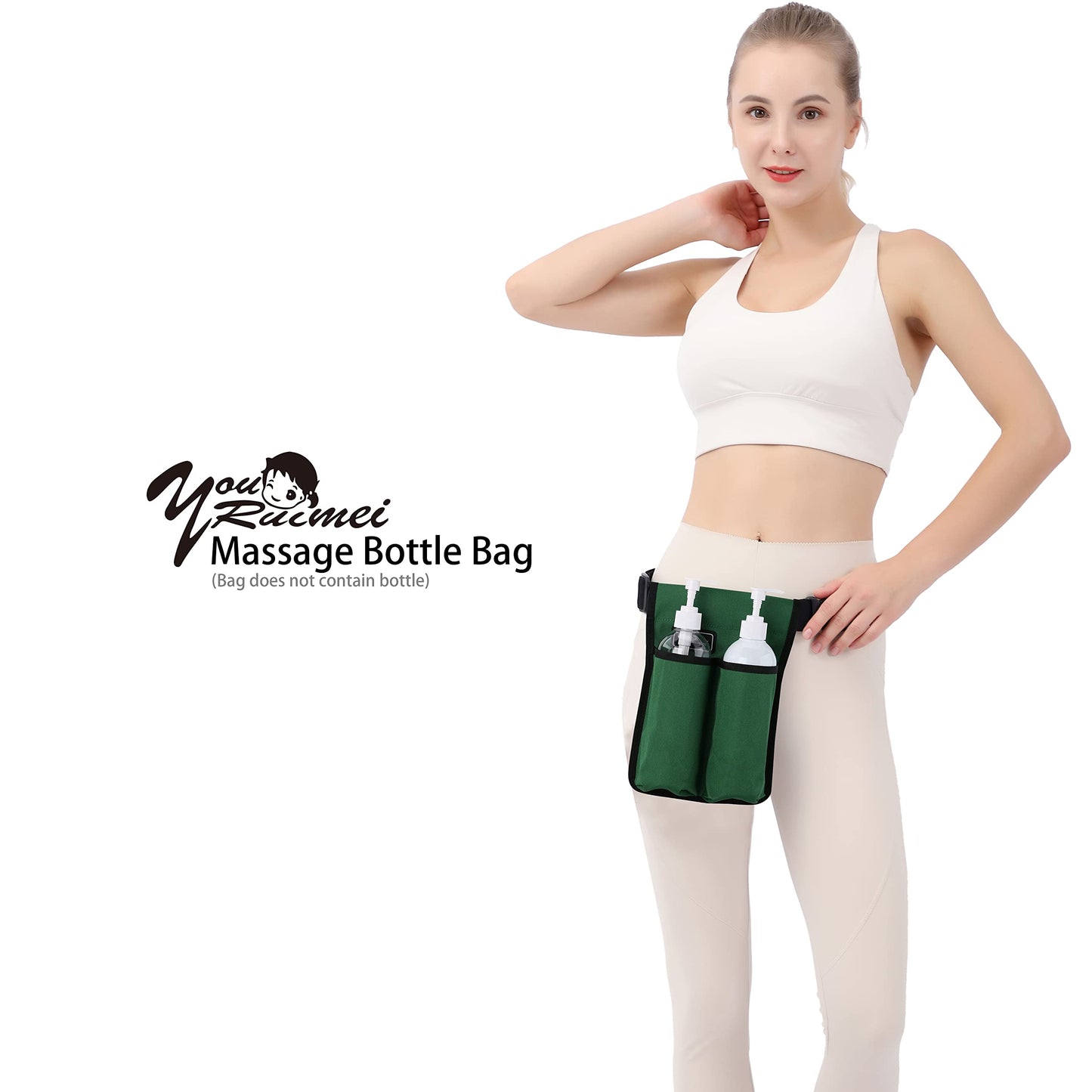 Massage Bottle Holster - 2 Adjustable Massage Oil Bottle Pack (2 Bottle, Green)