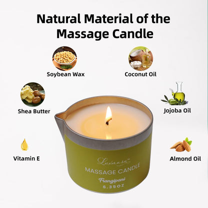 Massage Candle for Body Treatment with Jojoba Oil – Frangipani 6.35 oz