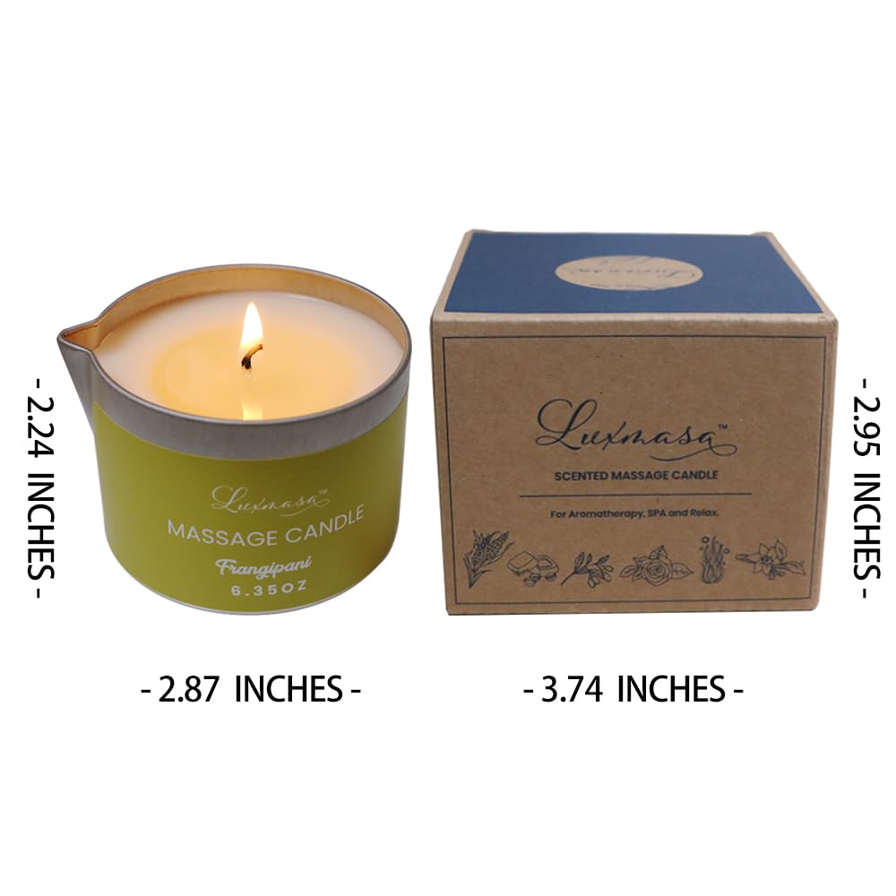 Massage Candle for Body Treatment with Jojoba Oil – Frangipani 6.35 oz