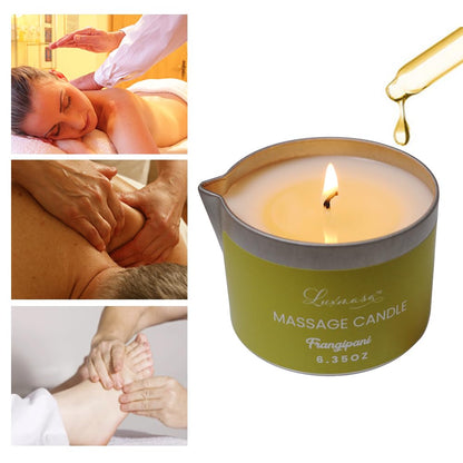 Massage Candle for Body Treatment with Jojoba Oil – Frangipani 6.35 oz