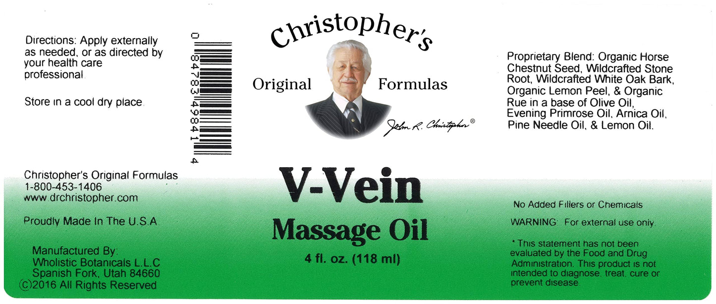 Christopher's Original Formulas V-Vein Massage Oil - 4 fl oz | Herbal Topical Oil for Skin & Massage Care
