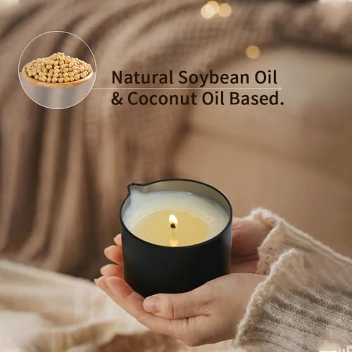 Massage Oil Candle 3 Pack – Coconut Oil Based Moisturizing Body Oil | Scented Candle 6.9oz
