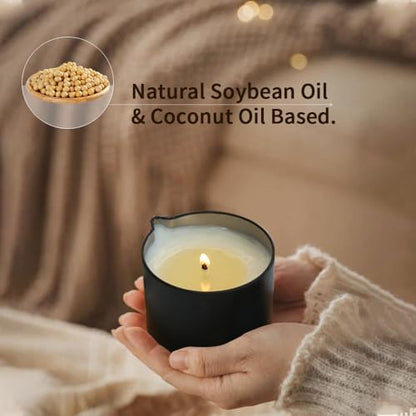 Massage Oil Candle 3 Pack – Coconut Oil Based Moisturizing Body Oil | Scented Candle 6.9oz