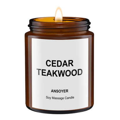 Massage Oil Candle - Ultra Hydrating Body Oil with Soybean Oil, Cedar Teakwood 4.5oz