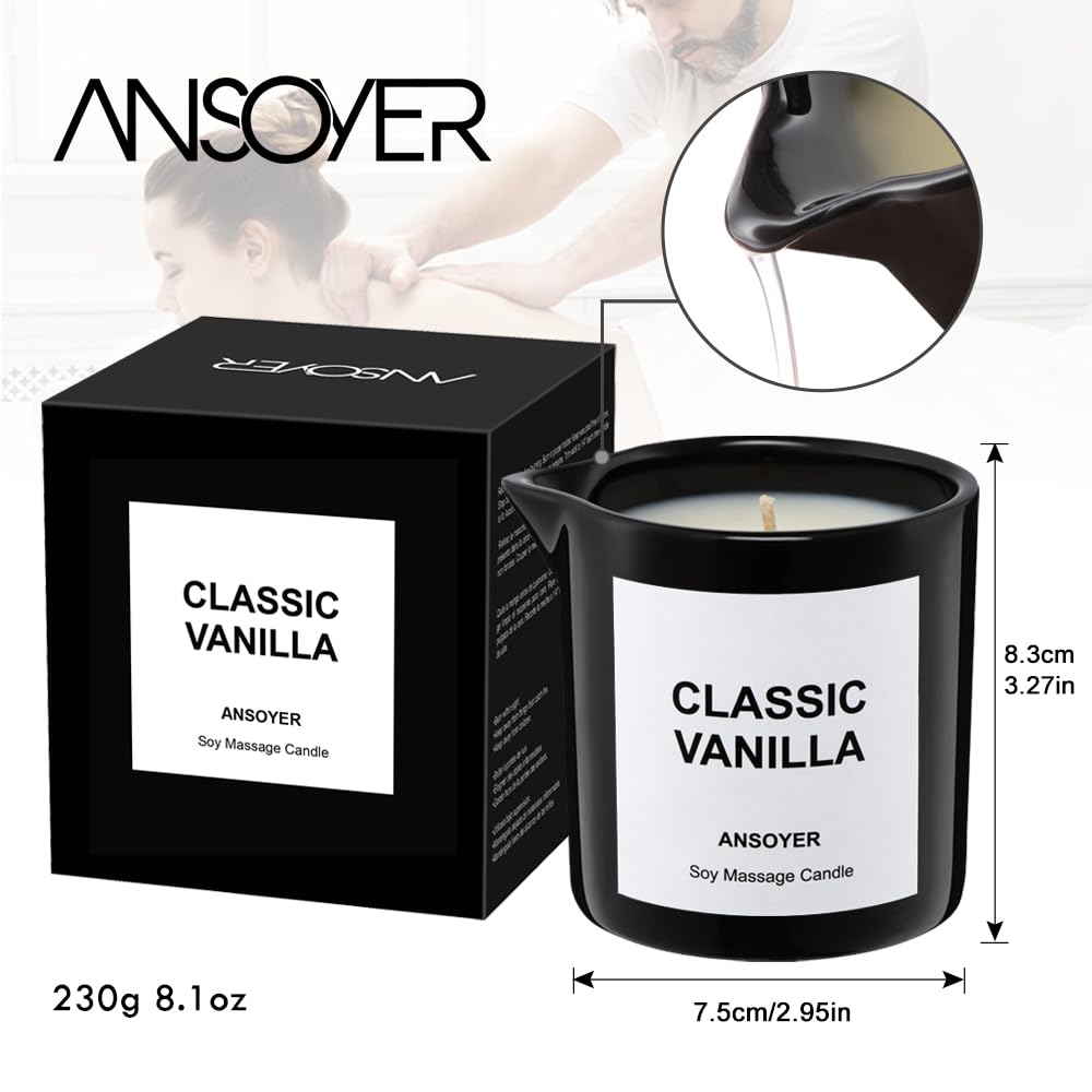 Massage Oil Candle for Men – Ultra Hydrating 8.1oz Classic Vanilla