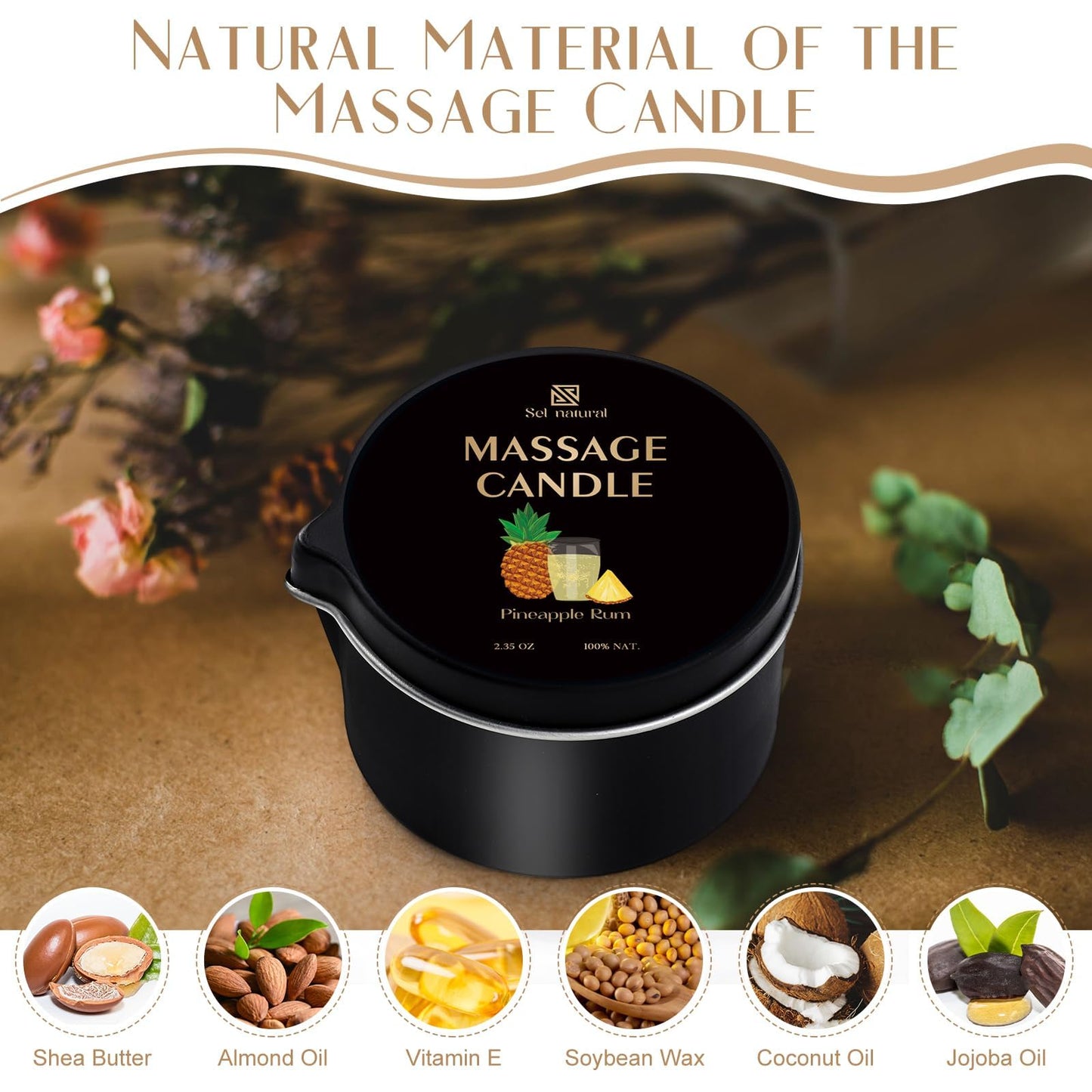 3 Pack Massage Oil Candles 2.35oz – Low Temp Wax (Cream Cherry, Coffee Vanilla, Pineapple Rum)