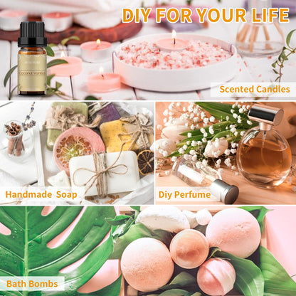 BURIBURI Coconut Vanilla Essential Oil 10ml | Premium Grade Scented Oil for Diffusers, Massage, Candles & Soap