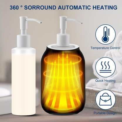 Massage Oil Heater Warmer with ℃/℉ Display, 2 Dispenser Bottles, Constant Temperature - White