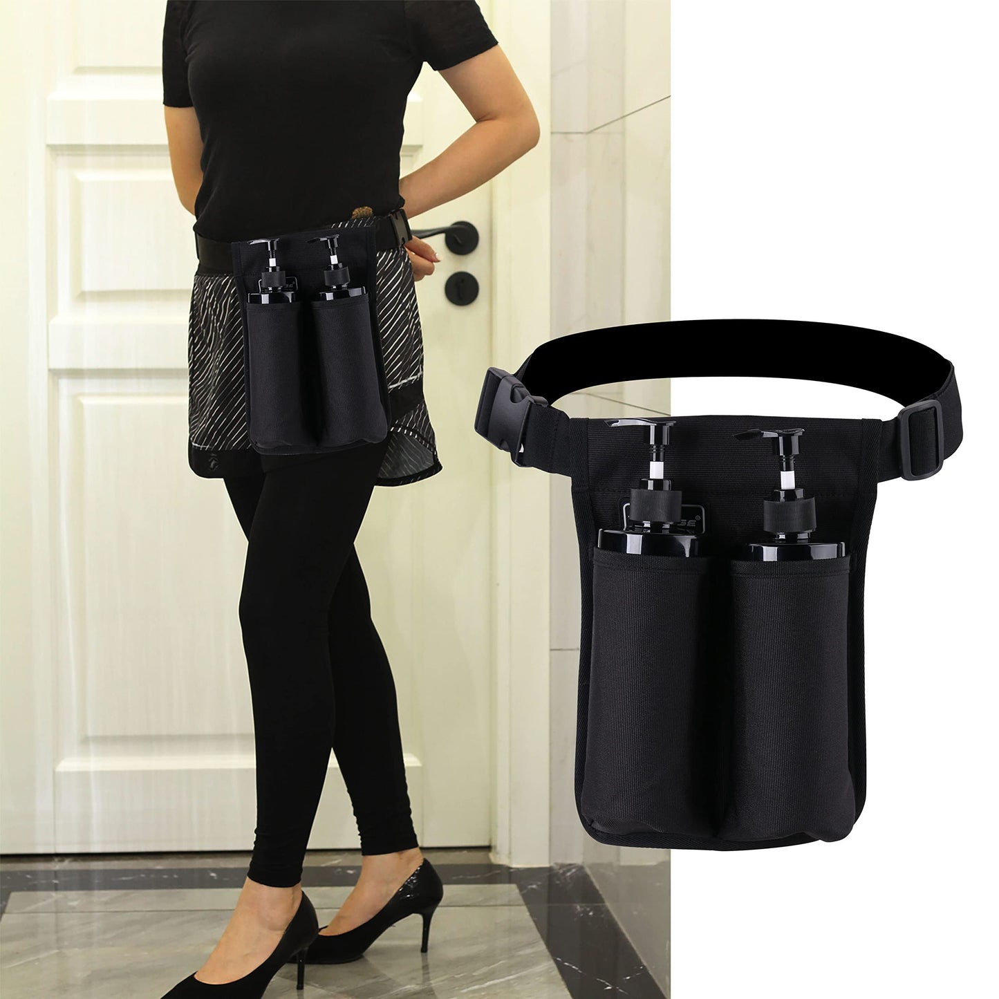 Massage Oil Holster Bag – Portable Massage Bottle Holder for Therapists (Black)