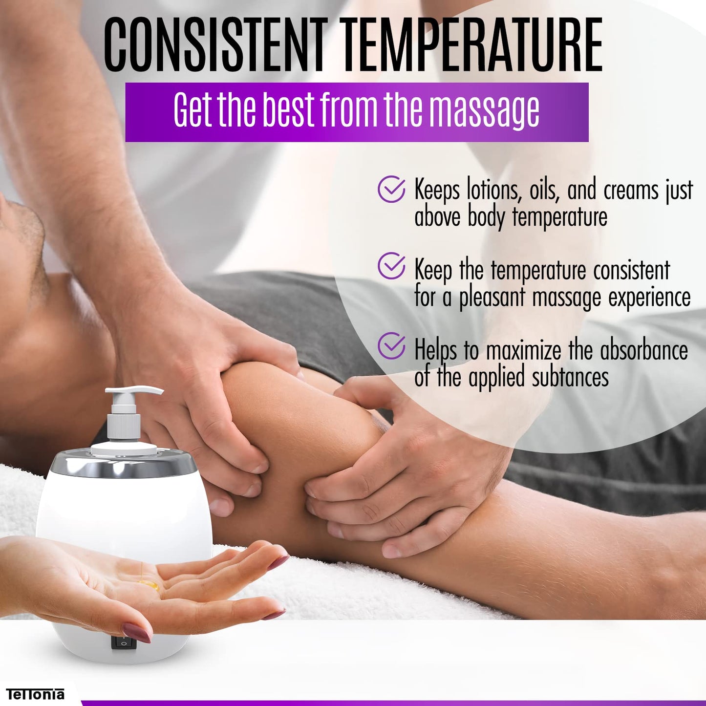 Massage Oil/Lotion Warmer with Auto-Temperature - White Pearl
