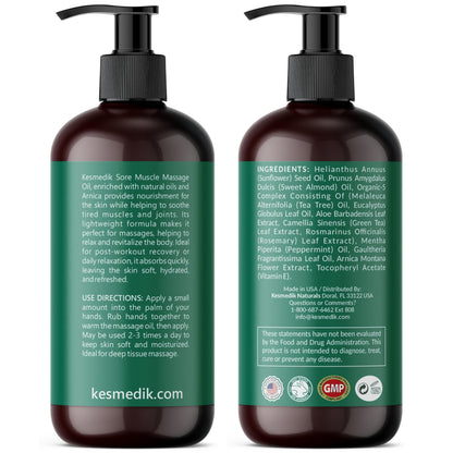 Sore Muscle Massage Oil – Arnica, Eucalyptus & Tea Tree (2-Pack)