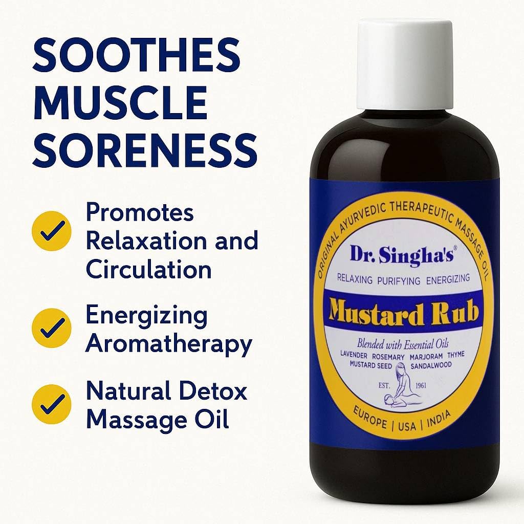 Dr. Singha's Mustard Rub – Ayurvedic Massage Oil (Relaxing, Purifying & Energizing) | Made in USA 6 oz
