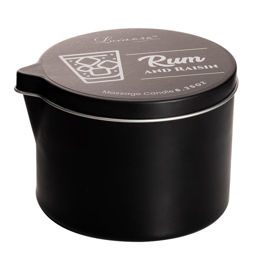 Massaging Oil Candle - Rum Raisin Scent 6.35 oz | Moisturizing Shea Butter Massage Candle