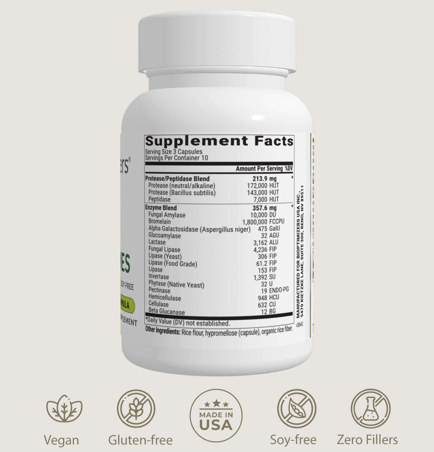 BIOptimizers MassZymes - Complete Digestive Enzymes for Gut Health & Bloating Relief (30 Capsules)