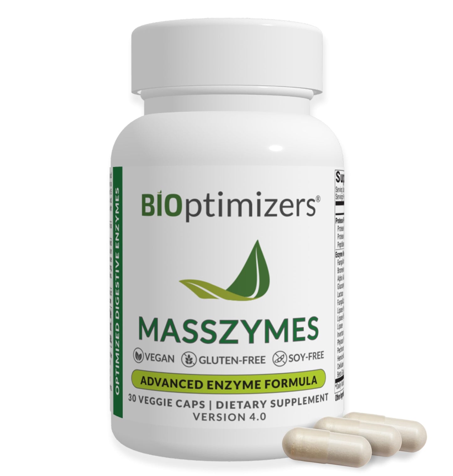 BIOptimizers MassZymes - Complete Digestive Enzymes for Gut Health & Bloating Relief (30 Capsules)
