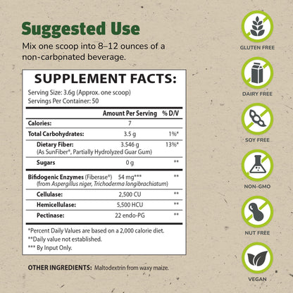 TruFiber Prebiotic Fiber Powder 6.35 oz | Supports Digestive Health | Vegan & Gluten Free | 50 Servings