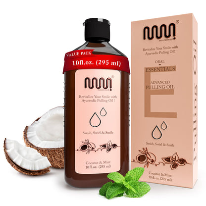 MasterMedi Coconut Peppermint Oil Pulling – 10 Fl Oz, Alcohol-Free Mouthwash