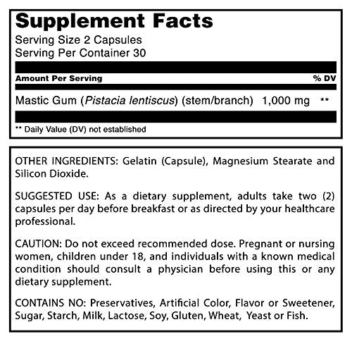 Amazing Formulas Mastic Gum 1000 mg – 60 Count Capsules – Non-GMO, Gluten Free, Made in USA